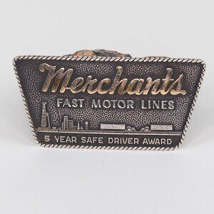 VTG Merchants Fast Motor Lines 5 Yr Safe Driver Award Belt Buckle